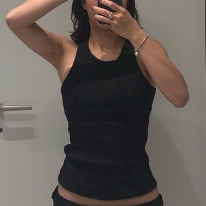 Anthropologie Black Ribbed Tank Top